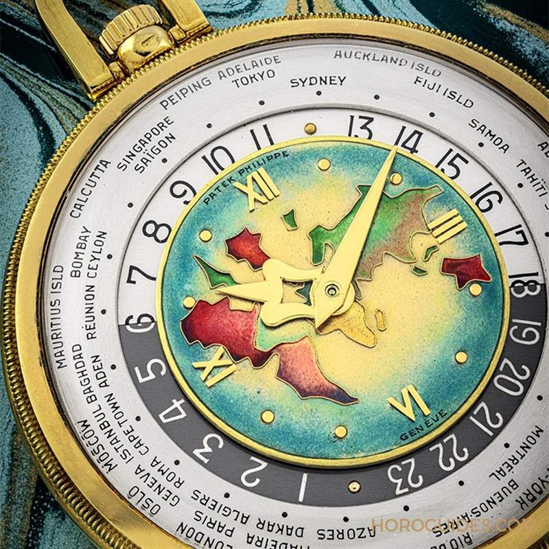 瑰寶現(xiàn)身拍賣會(huì)! 百達(dá)翡麗605「Heures Universelles」18K黃金世界時(shí)間懷表-復(fù)刻表