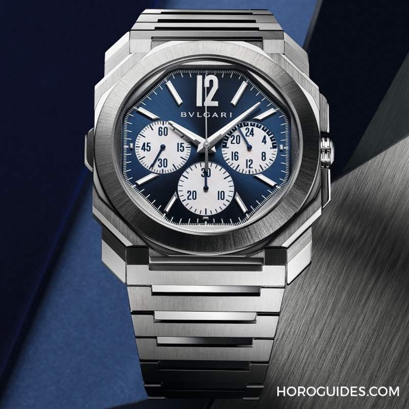 這樣的喀什米爾藍面,美絕了!BVLGARI Octo Finissimo超薄兩地時間計時碼表-復刻表