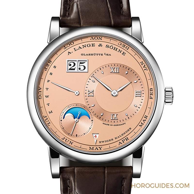 朗格的「純粹」萬年歷|Lange 1玫瑰金與白金Salmon Dial限量版-復刻表