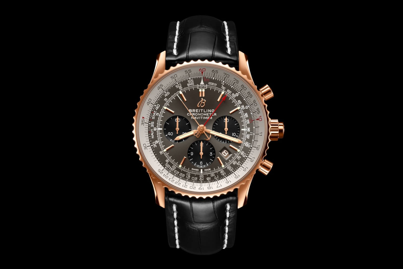 百年靈航空時計B03 Chronograph Rattrapante 45 紅金腕表-復刻表