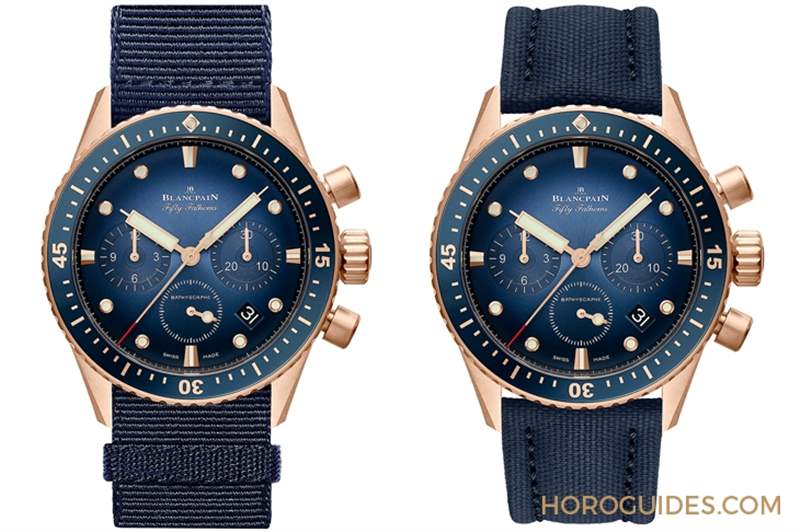 18K紅金藍面、23級鈦灰面，Blancpain五十噚深潛器飛返計時碼表兩款延伸新作-復(fù)刻表