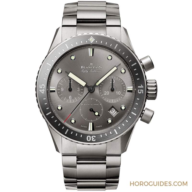 18K紅金藍面、23級鈦灰面，Blancpain五十噚深潛器飛返計時碼表兩款延伸新作-復(fù)刻表