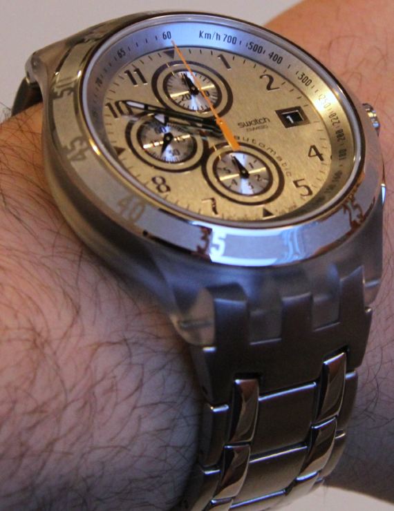 斯沃琪全銀自動(dòng)計(jì)時(shí)手表-復(fù)刻表