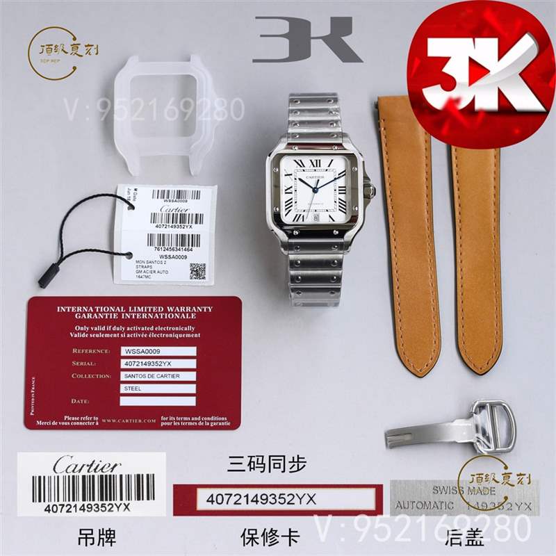 3K廠卡地亞山度士對比正品怎么樣,比V6廠、BV廠、GF廠更值得入手嗎-復刻表