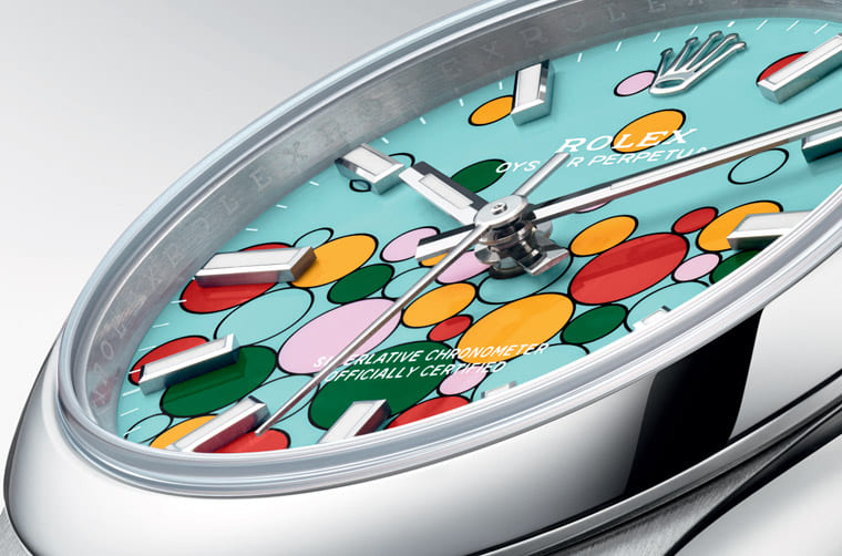 勞力士OP延續(xù)彩色漆面熱潮新推「慶典」風格彩色氣泡面盤-復(fù)刻表