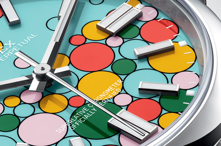 勞力士OP延續(xù)彩色漆面熱潮新推「慶典」風格彩色氣泡面盤-復(fù)刻表