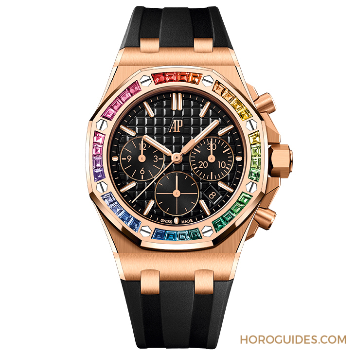 寶石圈與彩色面盤的華麗方程式｜AP皇家橡樹離岸型37毫米自動上鏈計時碼表-復刻表
