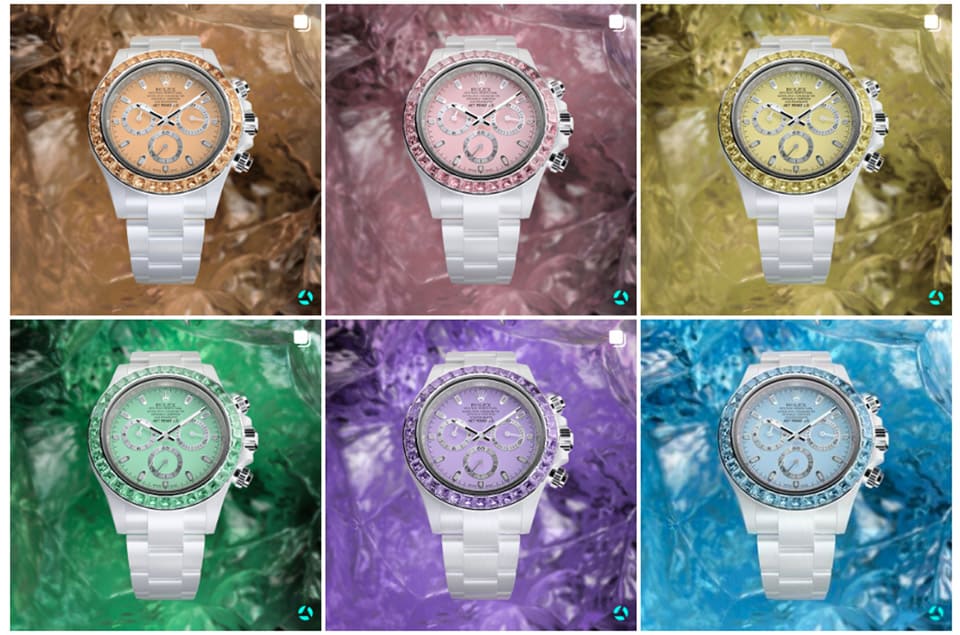 「彩色藍寶石5連發」勞力士Daytona白陶瓷五種寶石表圈一字排開超夢幻-復刻表