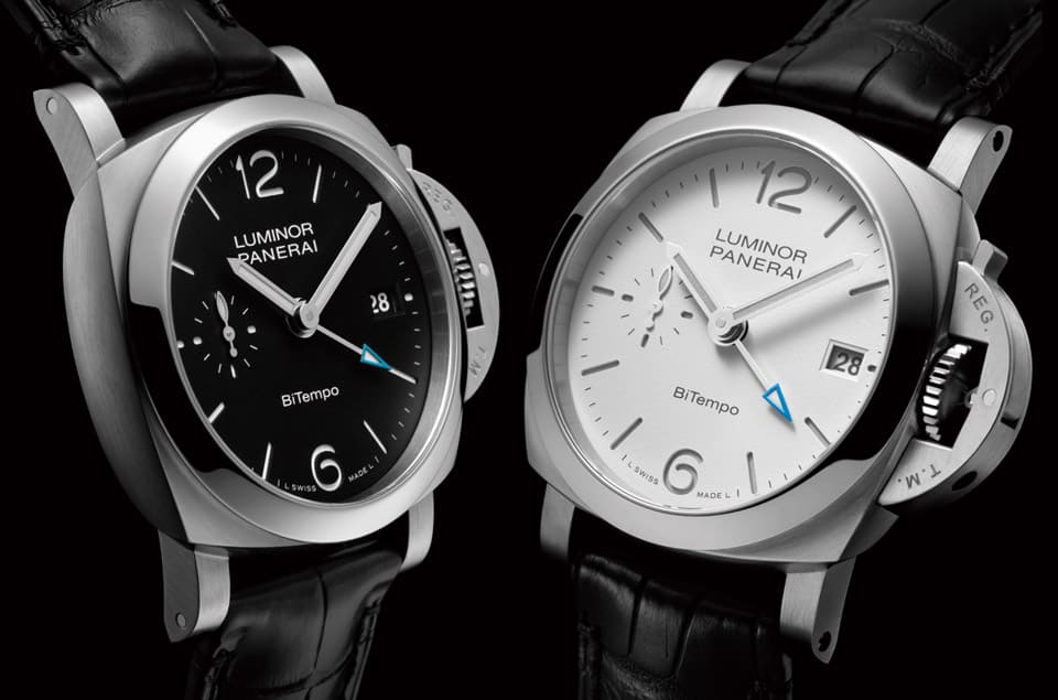 沛納海Luminor Quaranta兩地時間手表一黑一白新出擊-復(fù)刻表
