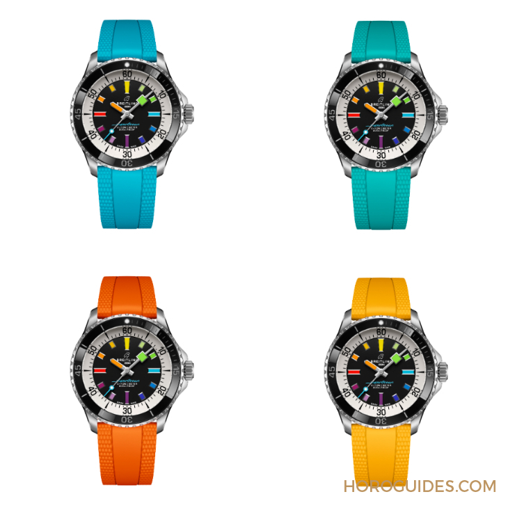 百年靈Superocean 36、42、44mm彩虹時標面繽紛亮相-復刻表