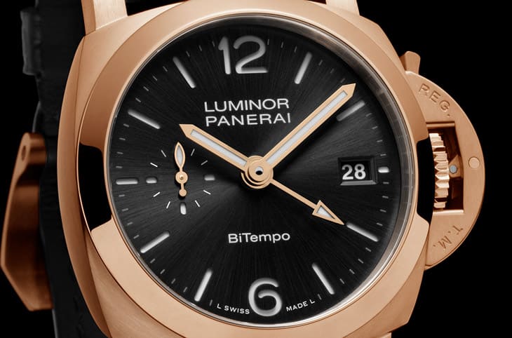 沛納海Luminor PAM01641改以Goldtech紅金搭配實(shí)用兩地時(shí)間功能-復(fù)刻表